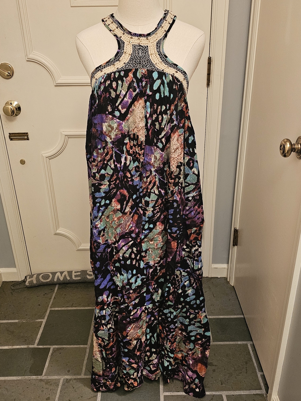 Free People Black Multi-Color Halter Maxi Dress